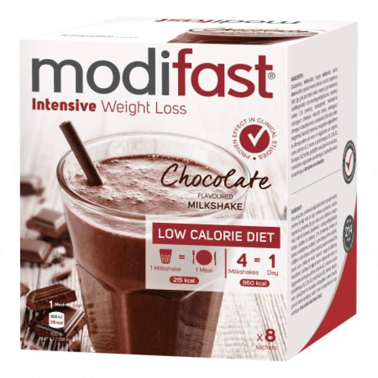 products-modifast_intensive_milkshake-choco-b Modifast - Milkshake Chocolade (8 stuks) - Afbeelding 1