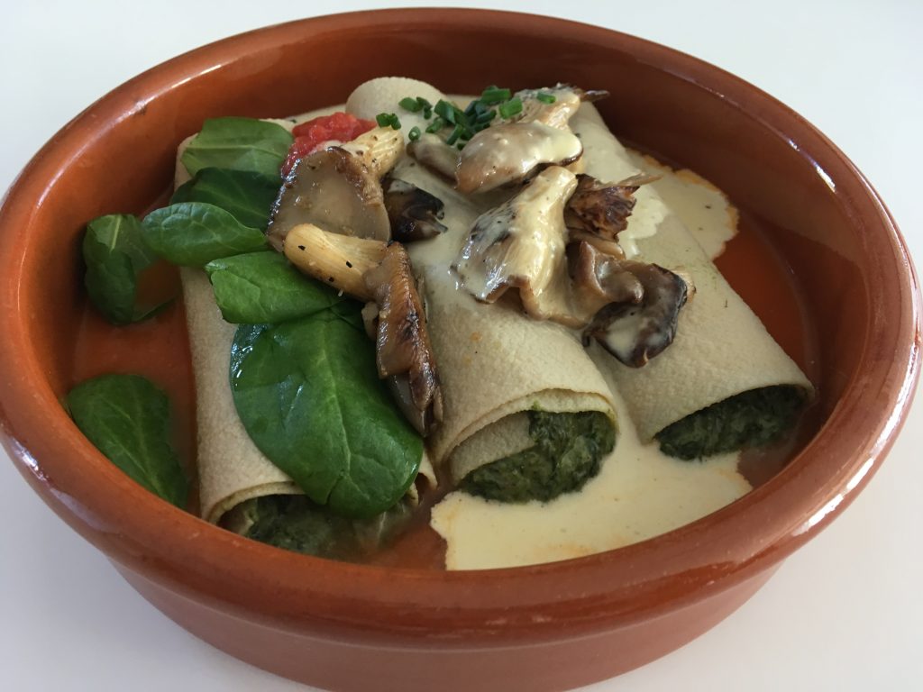 cannelloni met spinazie en oesterzwammen